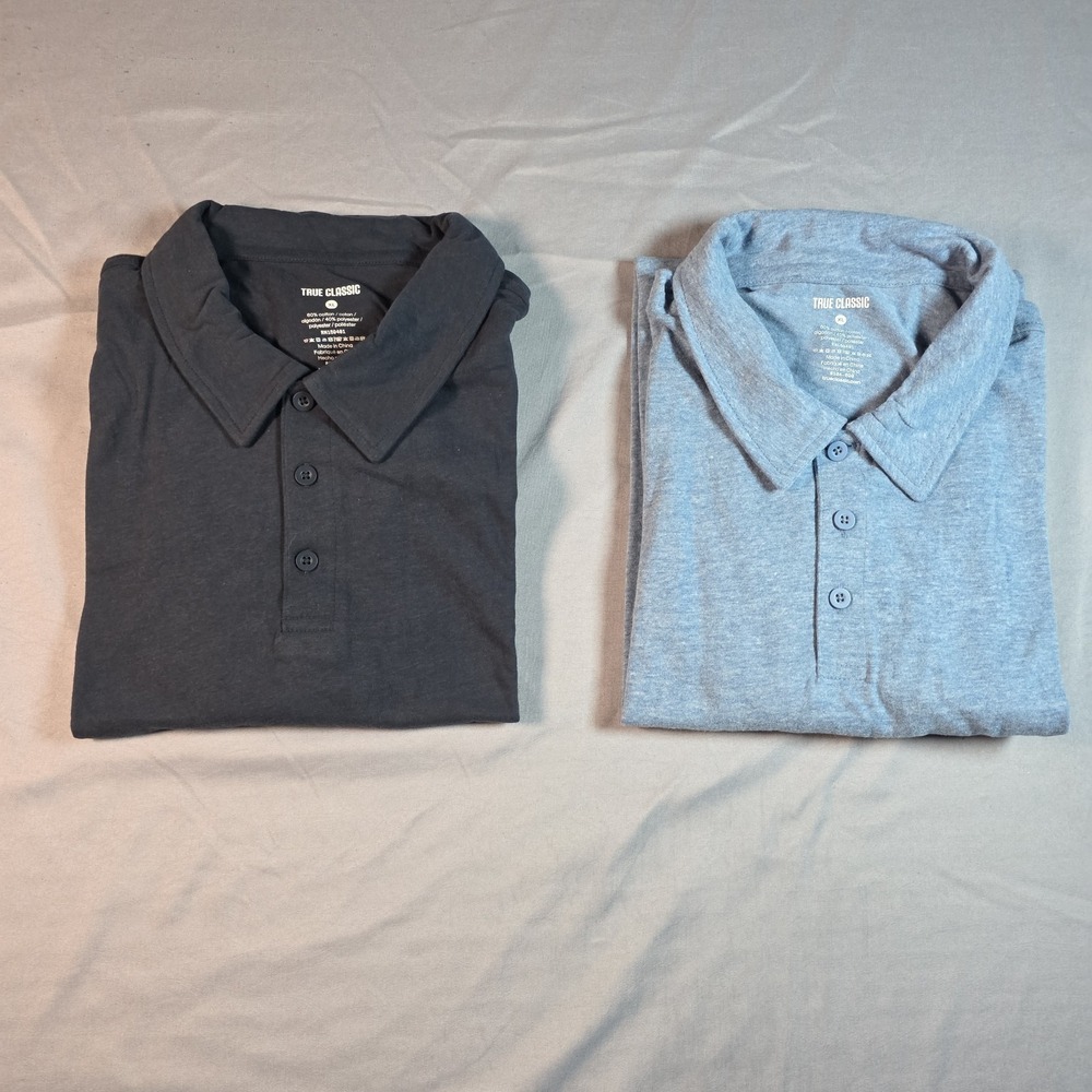 True Classic Polo (2 pack) extra large XL Navy & Heather Blue